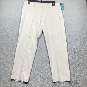 PGA TOUR Performance Flat Front Golf Pants Mens 36x29 Beige Stretch NEW w/ FLAW